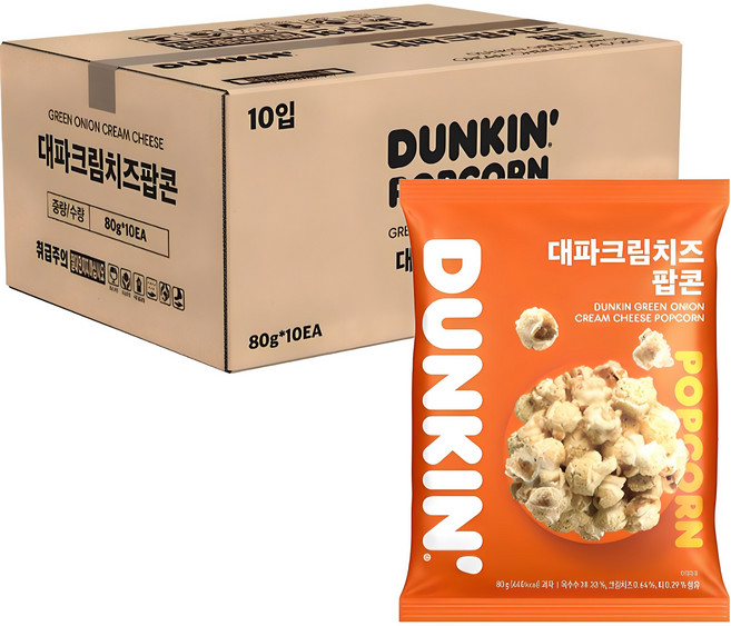 던킨도너츠 대파크림치즈 팝콘, 80g, 10개