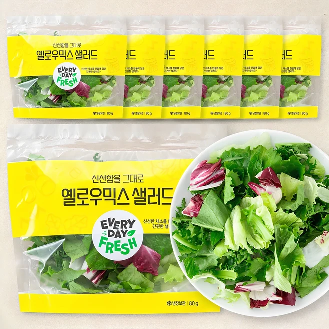 신선함을 그대로 엘로우믹스 샐러드, 80g, 7팩 - 쿠팡