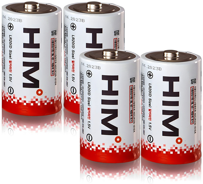 힘 알카라인 D형 건전지, 2개입, 2개