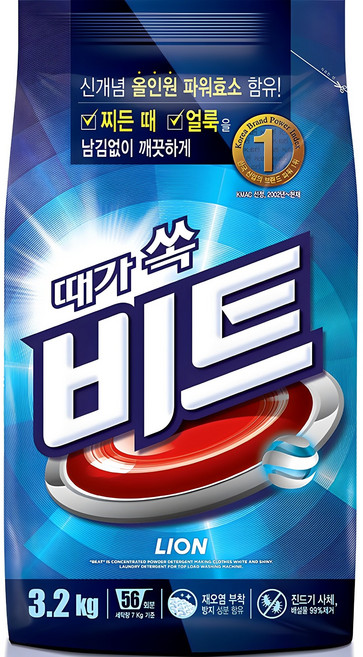 비트 분말세제 일반용 리필, 3.2kg, 1개