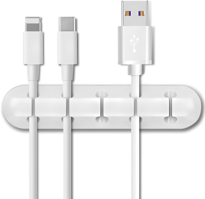 엔더 USB 충전 케이블 선정리 홀더 클립 5구, 1개, 화이트