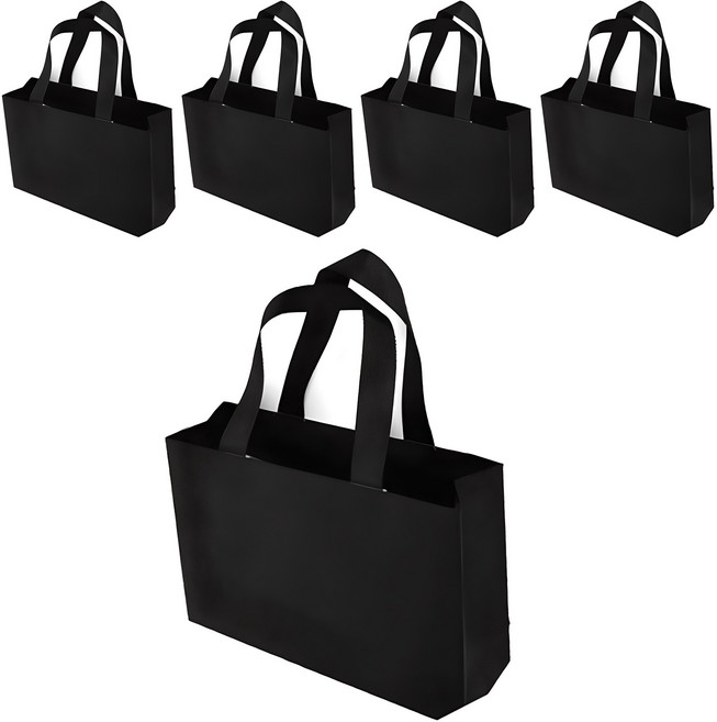 더깔끔 무지 쇼핑백 5p, 블랙, 1개