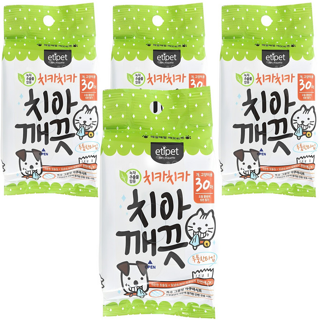에티펫 반려동물 치아깨끗 구강티슈, 30개입, 4개