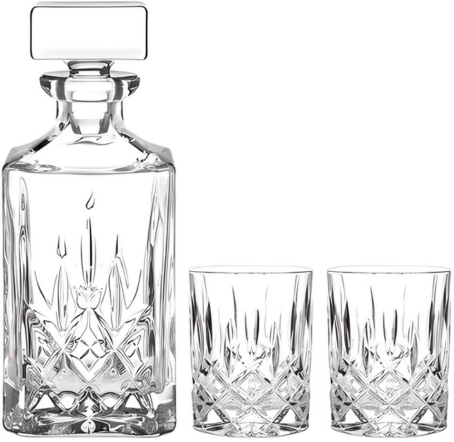 AskJ Noblesse 威士忌醒酒器 750ml + 玻璃杯 310ml 2 件套, 1組