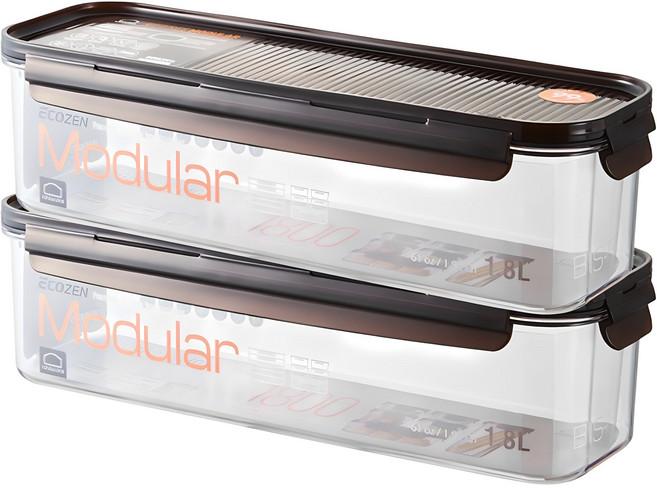 락앤락 비스프리 모듈러 밀폐용기 직사각, 2개, 1.8L