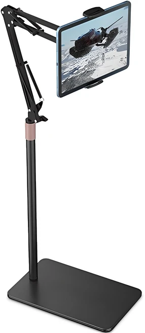 신지모루 탄소강 논슬립패드 자바라 스탠드형 핸드폰 태블릿 거치대, 블랙, 1개 - 쿠팡