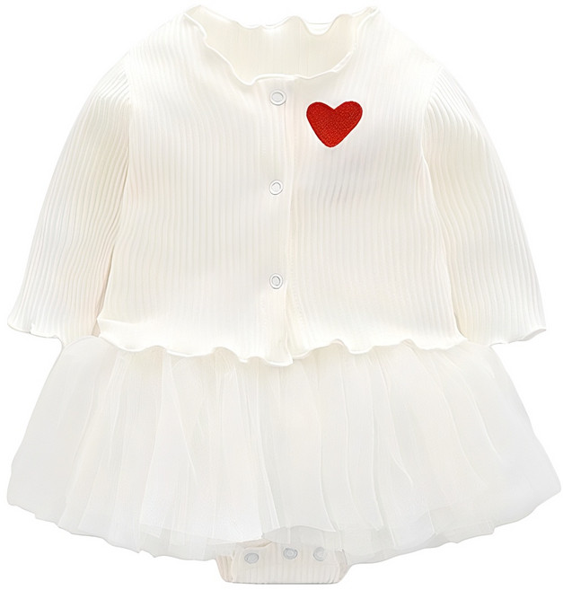 Mom's care 女孩童愛心連身裙包屁衣+長袖開襟衫