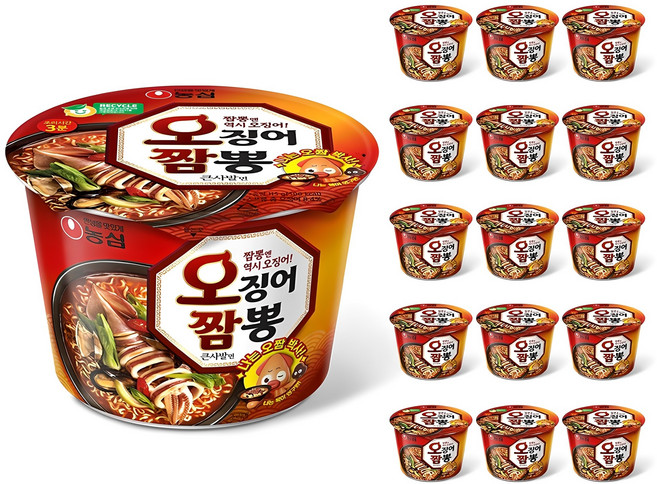 농심 오징어짬뽕 컵 115g, 16개