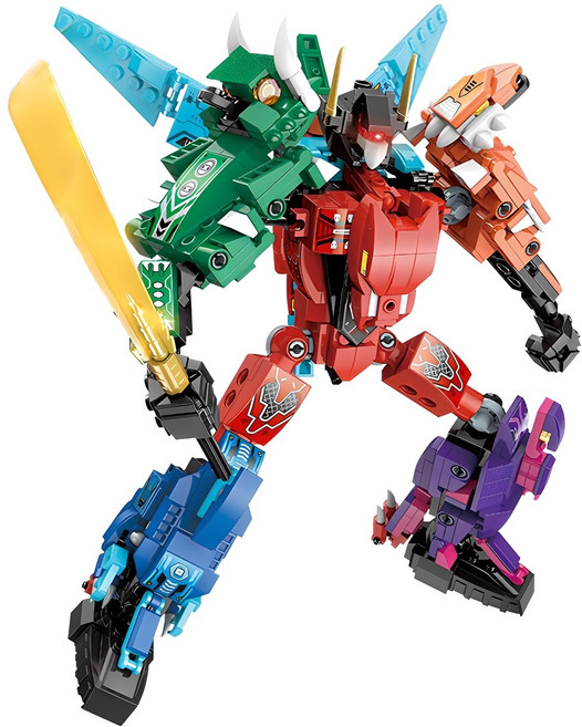 Pai 공룡 합체 변신 로봇 호환블록, 혼합색상, 1개
