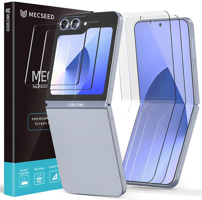 MECSEED 6DNF 풀커버 자가복원 하이브리드 유리하드코팅 액정보호필름 내부 2p + 외부 강화유리 2p 세트, 1세트