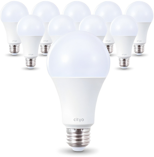 씨티오 LED 화이트 전구 15W, 주광색, 10개