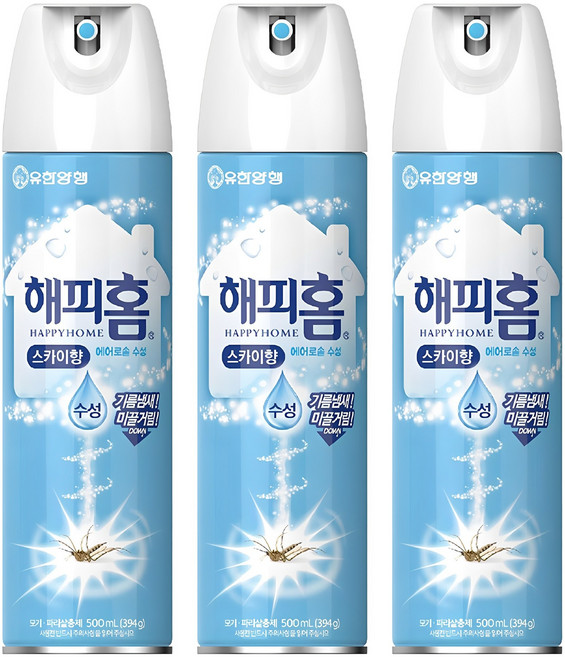 해피홈 에어로솔 수성 모기퇴치제 스카이향, 3개, 500ml