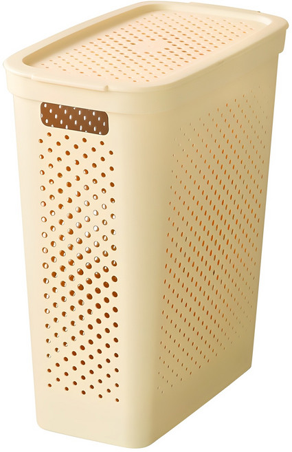 네이쳐리빙 도트패턴 슬림 틈새 빨래바구니, 버터