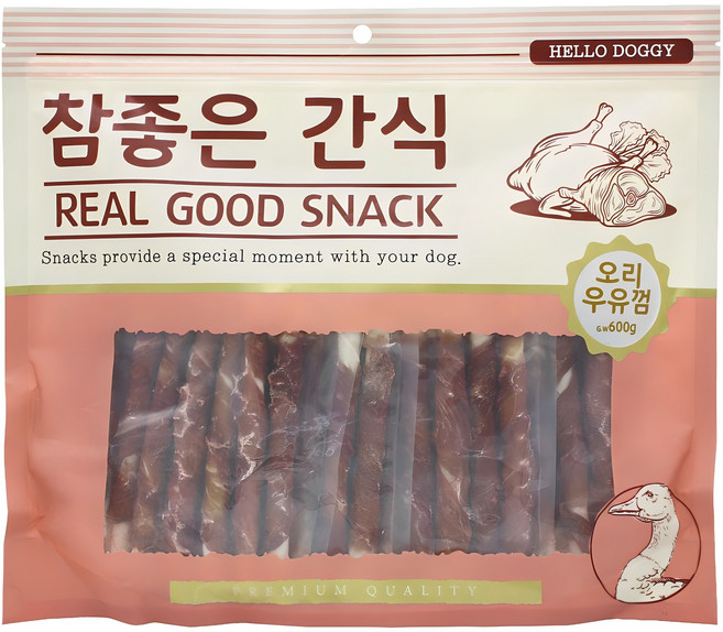 헬로도기 참좋은간식 강아지 건조간식, 오리우유껌, 400g, 1개