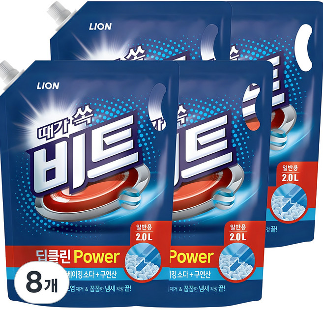 비트 딥클린 파워 일반용 액상세제 리필, 2L, 8개