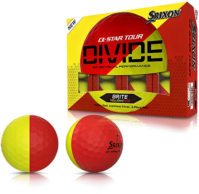 스릭슨 Q STAR 투어 디바이드 골프공 3피스, 레드 + 옐로우, 12개입, 1세트
