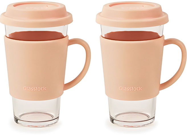 글라스락 픽업 텀블러, 살몬로즈, 500ml, 2개
