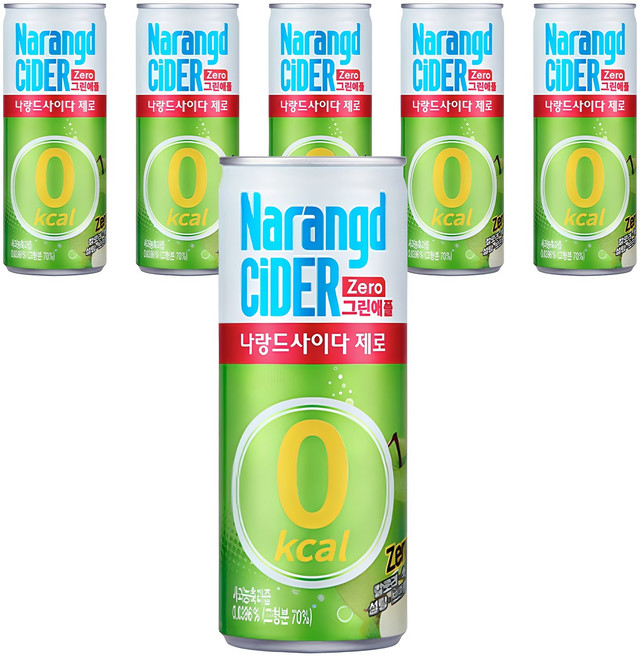 나랑드사이다 제로 그린애플, 245ml, 6개