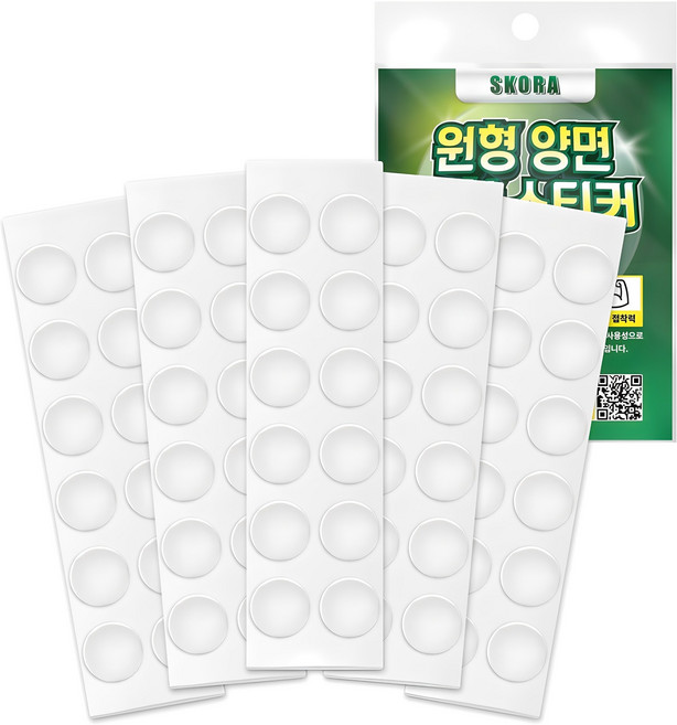 스코라 양면 접착 스티커 투명 20mm, 60개