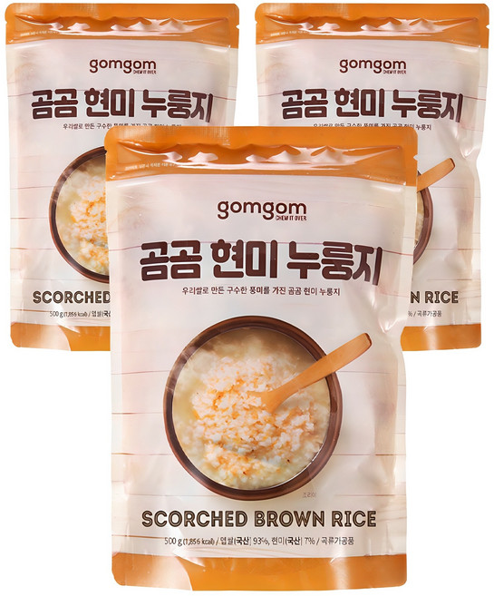 곰곰 구수한 끓여먹는 현미 누룽지, 500g, 3개