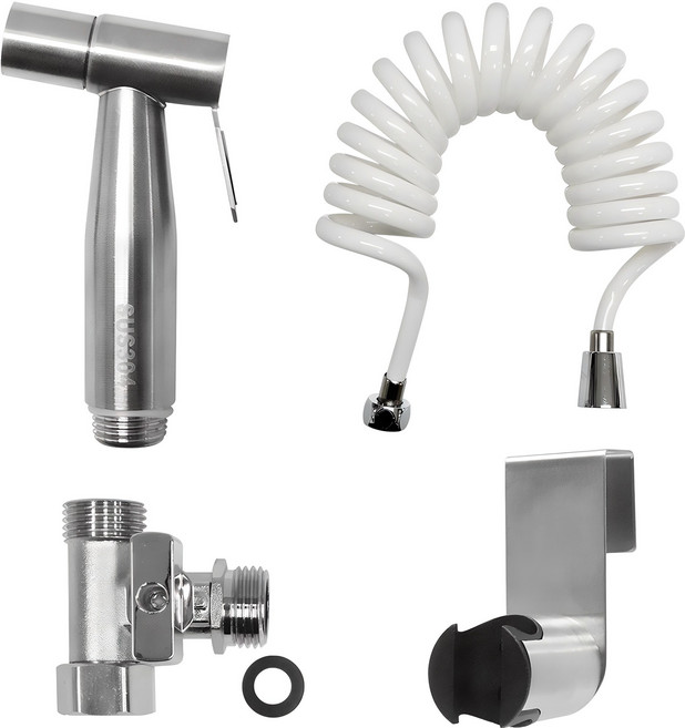 미리내 욕실청소 SUS 스프레이건 + 코일호스 3m 화이트 세트, 1세트, 혼합색상