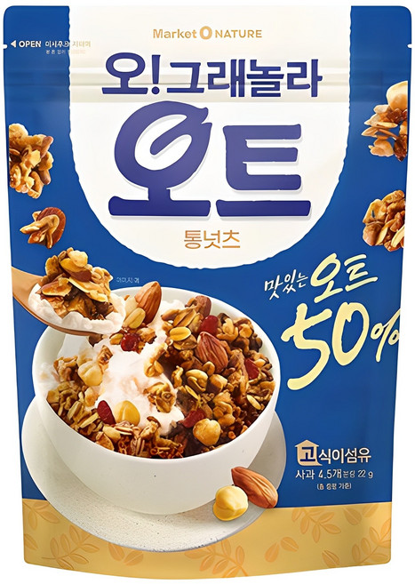 마켓오네이처 오그래놀라 오트 통넛츠 시리얼, 360g, 1개