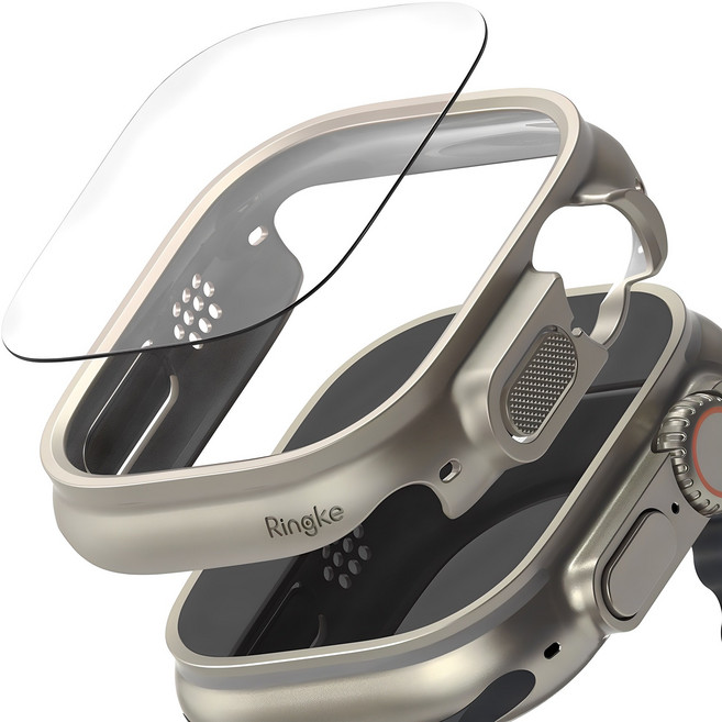 링케 애플워치 슬림 케이스 + 강화유리 필름 콤보, 티타늄 그레이, 1개