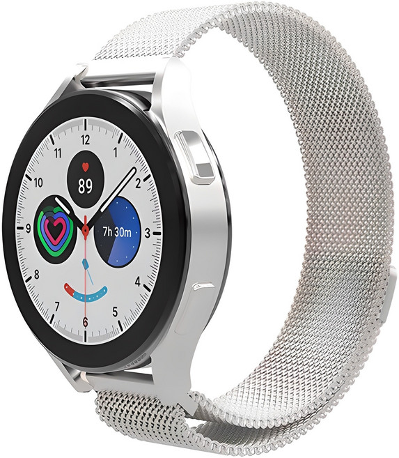 로랜텍 갤럭시워치 호환 마그네틱 메탈 스트랩, 실버, 1개