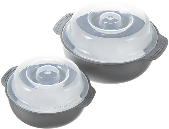 코멧 전자레인지 찜기 세트 그레이 550ml+1200ml, 1세트