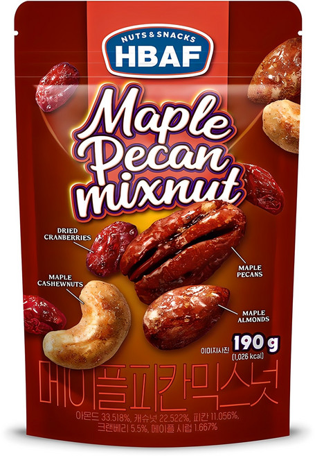 바프 메이플 피칸 믹스넛, 190g, 1개