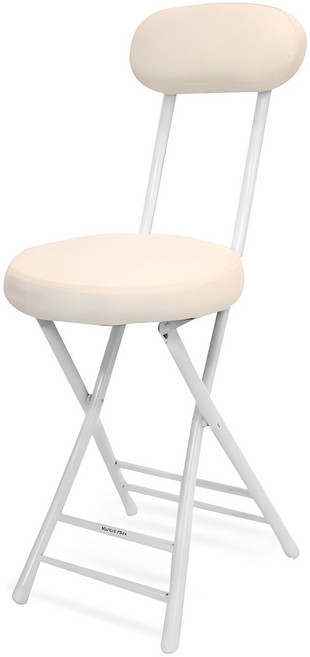 마켓플랜 심플 원형 쿠션 접이식 의자, 아이보리, 1개