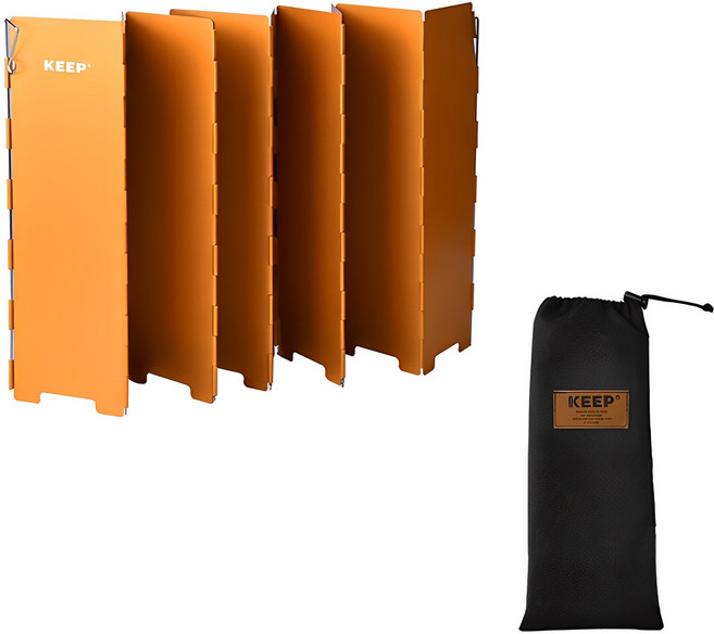 KEEP CAMPING 露營鋁製10片折疊式爐具擋風板 + 專用收納袋, 混合色, 1個