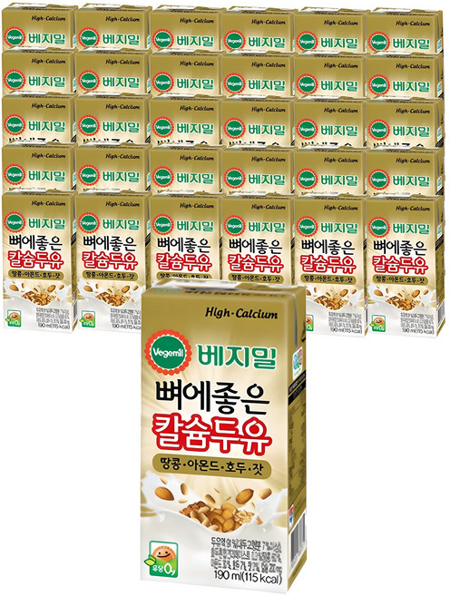 베지밀 뼈에좋은 칼슘두유 땅콩 아몬드 호두 잣, 190ml, 32개