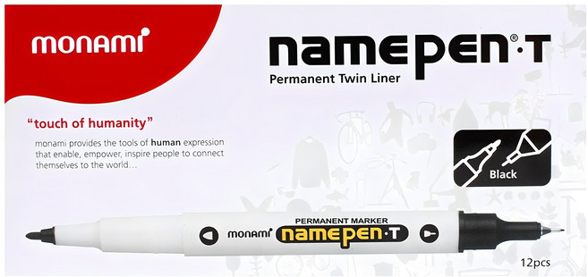 모나미 네임펜 T 트윈타입, 흑색, 12개