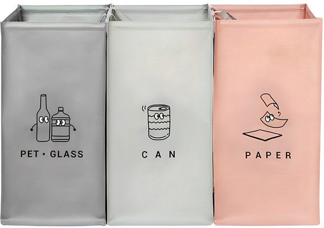 모노블 더길어진 반전매력 재활용 분리수거함 3p, 혼합색상