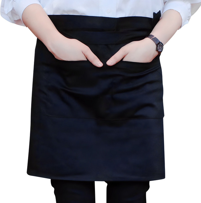 쉬라즈 카페 바리스타 하프 앞치마, 블랙, 2개