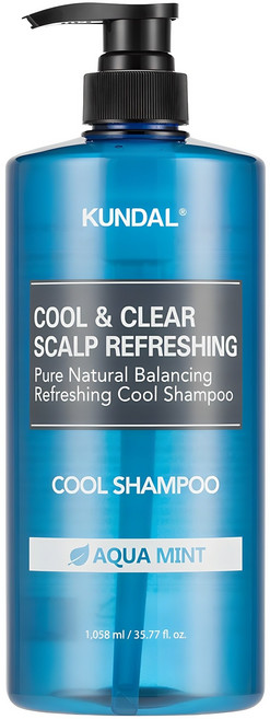 쿤달 쿨 앤 클리어 스칼프 리프레싱 샴푸 아쿠아민트향, 1.058L, 1개