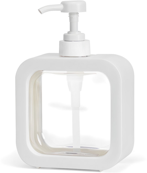 코멧 사각 투명 디스펜서 500ml, 화이트, 1개