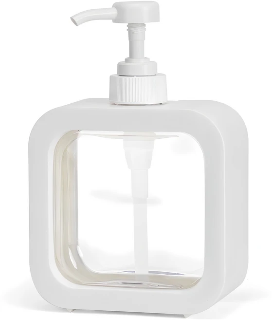 코멧 사각 투명 디스펜서 500ml, 화이트, 1개 - 쿠팡