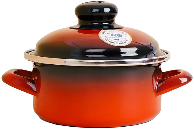 ELO 인덕션 쿡포트 낮은형 법랑 양수냄비, 14cm, 빨강, 1개