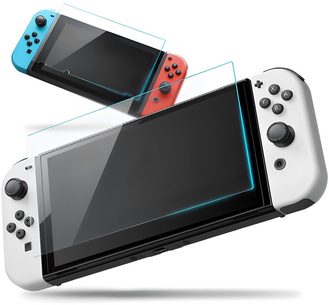 쿠디스 닌텐도 스위치 OLED 프리미엄 강화 액정보호필름 2p 세트, 1세트