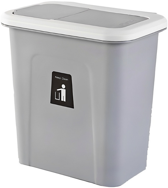 그뤠잇 주방 싱크대 걸이형 푸시 커버 쓰레기통, 그레이