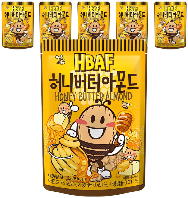 바프 허니버터 아몬드, 40g, 6개