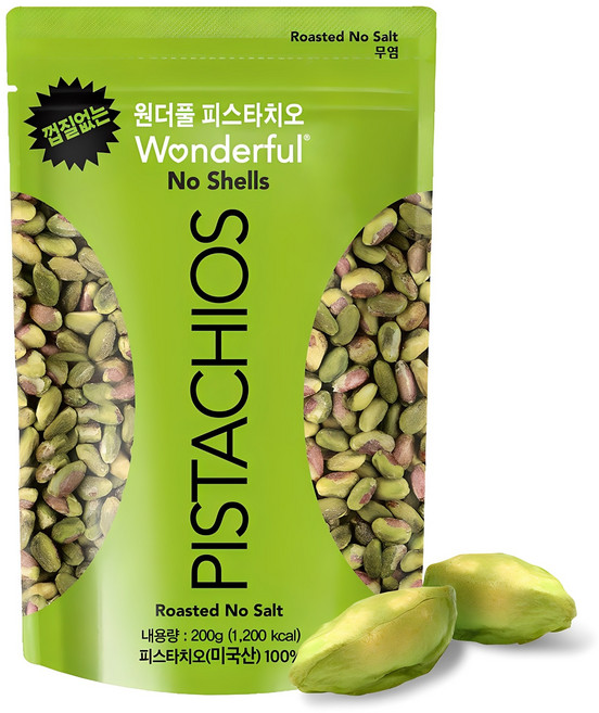 원더풀피스타치오 껍질없는 피스타치오 무염, 200g, 1개