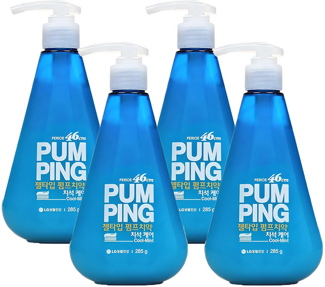 페리오 46센치미터스 스피아민트 펌핑치약, 285g, 4개