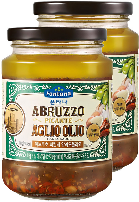 폰타나 아브루초 피칸테 알리오올리오 파스타소스, 430g, 2개