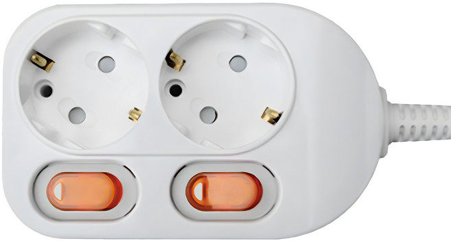 번개표 개별스위치 멀티탭 2구, 1.5m, 화이트, 1개