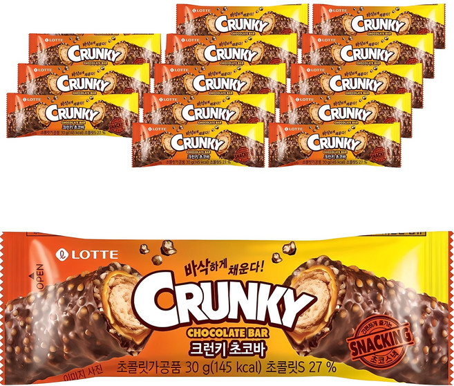 롯데웰푸드 크런키 초코바, 30g, 14개