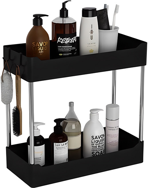 디오셀 깔끔정리 2단 선반, 블랙, 1개