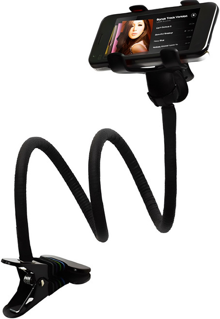 편스토어 집게형 스마트폰 자바라 거치대 97mm, 블랙, 1개